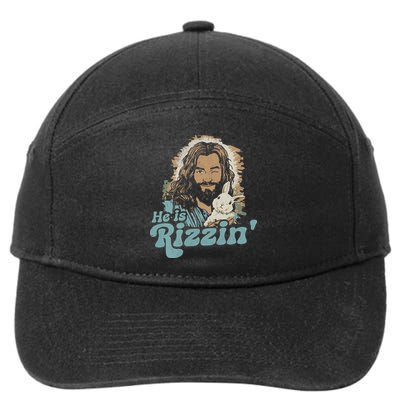 He Is Rizzin Funny Cute Jesus Bunny Easter Christian Boy 7-Panel Snapback Hat