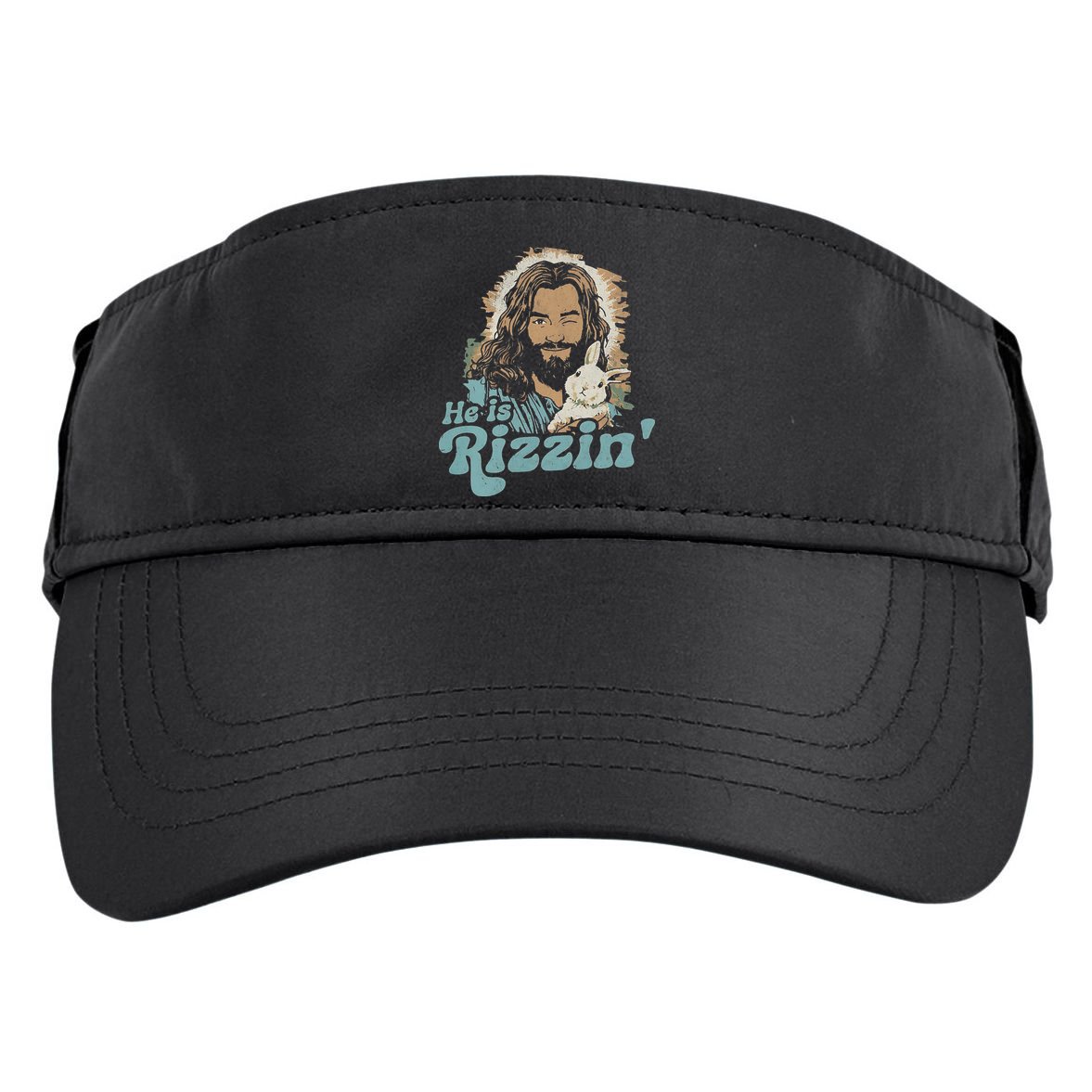 He Is Rizzin Funny Cute Jesus Bunny Easter Christian Boy Adult Drive Performance Visor