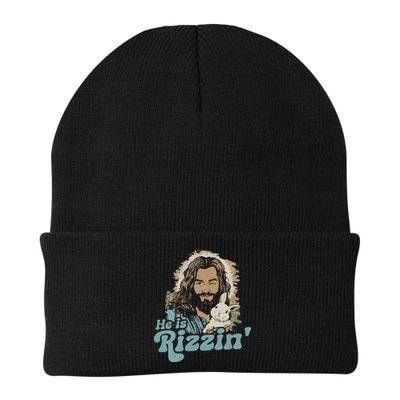 He Is Rizzin Funny Cute Jesus Bunny Easter Christian Boy Beanie