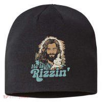 He Is Rizzin Funny Cute Jesus Bunny Easter Christian Boy Sustainable Beanie