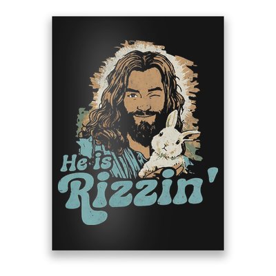 He Is Rizzin Funny Cute Jesus Bunny Easter Christian Boy Poster