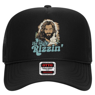 He Is Rizzin Funny Cute Jesus Bunny Easter Christian Boy Trucker Hat