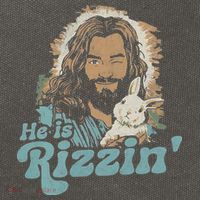 He Is Rizzin Funny Cute Jesus Bunny Easter Christian Boy Cotton Canvas Backpack