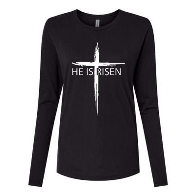 He Is Risen Pocket Christian Easter Jesus Religious Cross Womens Cotton Relaxed Long Sleeve T-Shirt