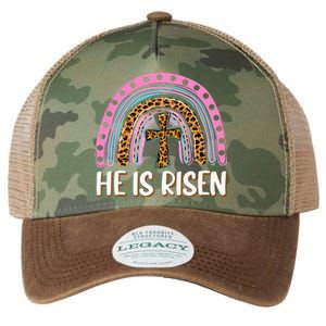 He Is Risen Leopard Rainbow Christian Jesus Happy Easter Day Legacy Tie Dye Trucker Hat