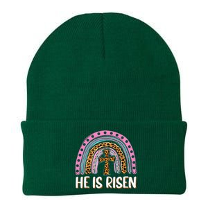 He Is Risen Leopard Rainbow Christian Jesus Happy Easter Day Knit Cap Winter Beanie