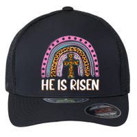 He Is Risen Leopard Rainbow Christian Jesus Happy Easter Day Flexfit Unipanel Trucker Cap