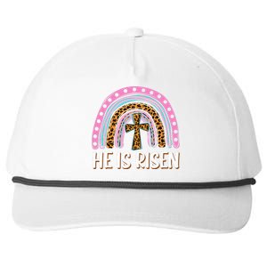 He Is Risen Leopard Rainbow Christian Jesus Happy Easter Day Snapback Five-Panel Rope Hat