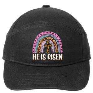 He Is Risen Leopard Rainbow Christian Jesus Happy Easter Day 7-Panel Snapback Hat