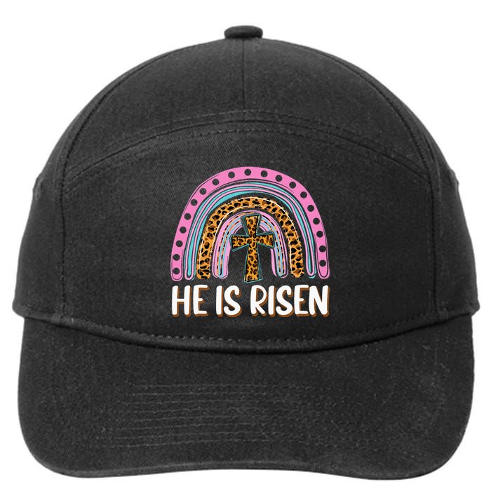 He Is Risen Leopard Rainbow Christian Jesus Happy Easter Day 7-Panel Snapback Hat