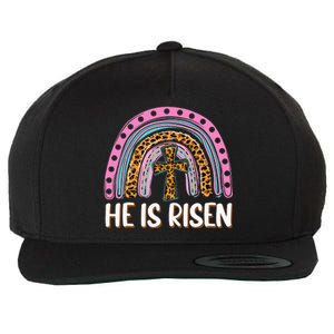 He Is Risen Leopard Rainbow Christian Jesus Happy Easter Day Wool Snapback Cap