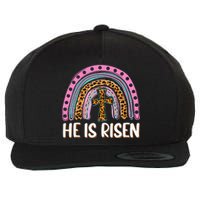 He Is Risen Leopard Rainbow Christian Jesus Happy Easter Day Wool Snapback Cap