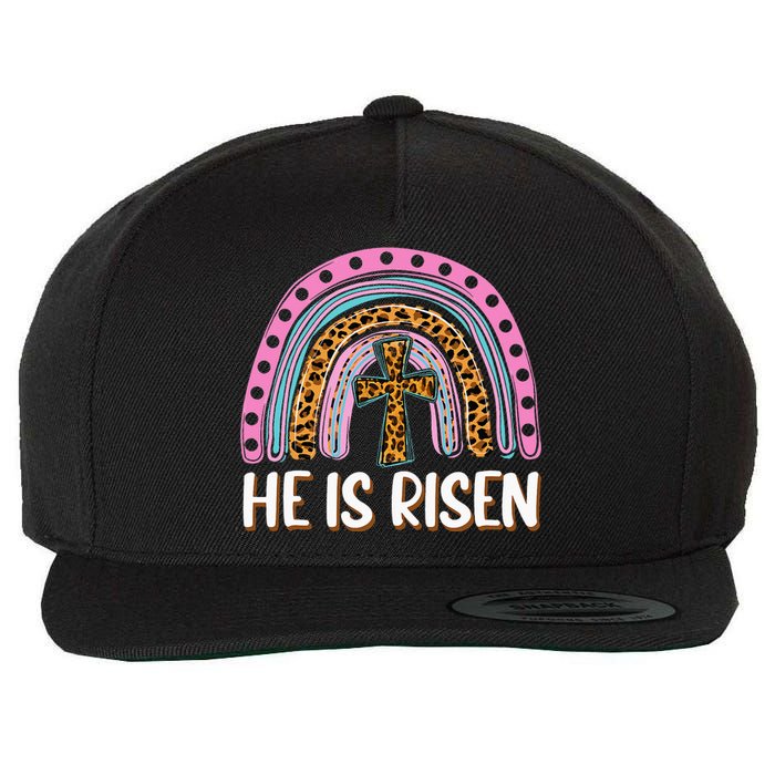 He Is Risen Leopard Rainbow Christian Jesus Happy Easter Day Wool Snapback Cap