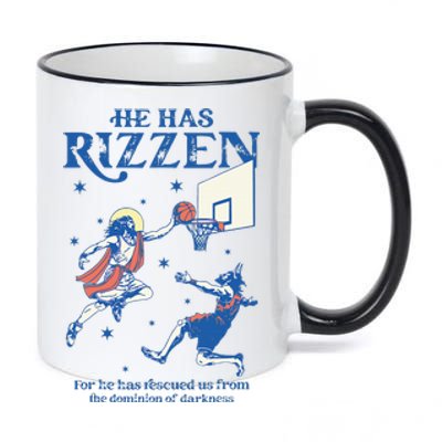 He Is Rizzin Funny Easter Day Jesus Playing Basketball 11oz Black Color Changing Mug