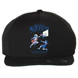 He Is Rizzin Funny Easter Day Jesus Playing Basketball Wool Snapback Cap