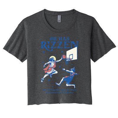 He Is Rizzin Funny Easter Day Jesus Playing Basketball Women's Crop Top Tee