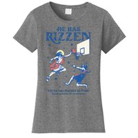 He Is Rizzin Funny Easter Day Jesus Playing Basketball Women's T-Shirt