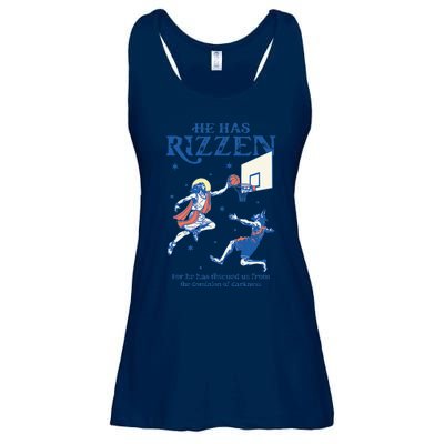 He Is Rizzin Funny Easter Day Jesus Playing Basketball Ladies Essential Flowy Tank