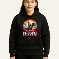 He Is Rizzen Jesus Has Rizzen Retro Christian Dinosaur Hoodie