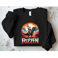 He Is Rizzen Jesus Has Rizzen Retro Christian Dinosaur Sweatshirt