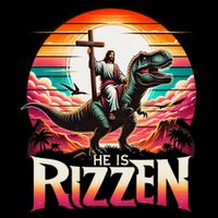 He Is Rizzen Jesus Has Rizzen Retro Christian Dinosaur Sweatshirt