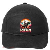 He Is Rizzen Jesus Has Rizzen Retro Christian Dinosaur 7-Panel Snapback Hat