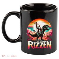 He Is Rizzen Jesus Has Rizzen Retro Christian Dinosaur 11oz C Handle Ceramic Mug
