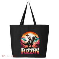 He Is Rizzen Jesus Has Rizzen Retro Christian Dinosaur 25L Jumbo Tote