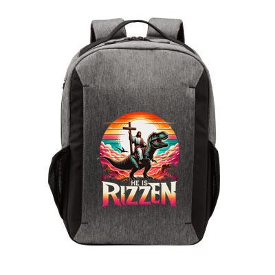 He Is Rizzen Jesus Has Rizzen Retro Christian Dinosaur Vector Backpack