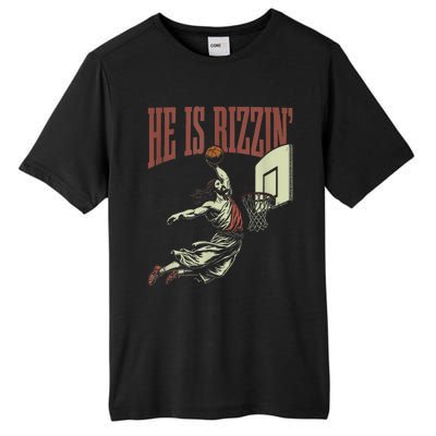 He Is Rizzin Funny Jesus Playing Basketball Meme Easter Tall Fusion ChromaSoft Performance T-Shirt