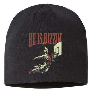 He Is Rizzin Funny Jesus Playing Basketball Meme Easter Sustainable Beanie