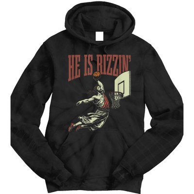 He Is Rizzin Funny Jesus Playing Basketball Meme Easter Tie Dye Hoodie