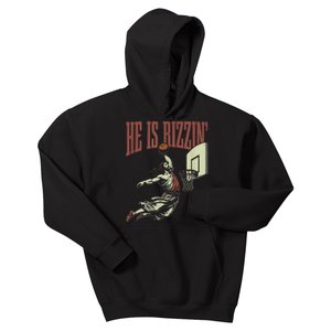 He Is Rizzin Funny Jesus Playing Basketball Meme Easter Kids Hoodie