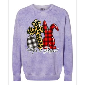 He Is Risen Christian Easter Happy Easter Day Leopard Gift Colorblast Crewneck Sweatshirt