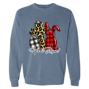 He Is Risen Christian Easter Happy Easter Day Leopard Gift Garment-Dyed Sweatshirt