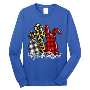 He Is Risen Christian Easter Happy Easter Day Leopard Gift Long Sleeve Shirt