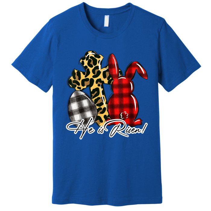 He Is Risen Christian Easter Happy Easter Day Leopard Gift Premium T-Shirt