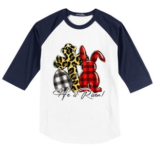 He Is Risen Christian Easter Happy Easter Day Leopard Gift Baseball Sleeve Shirt