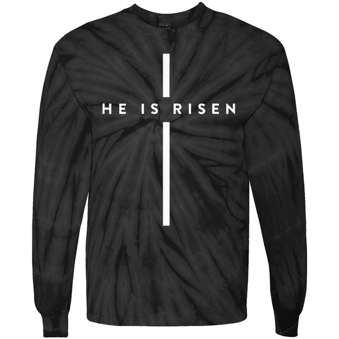 He Is Risen Cross Jesus Easter Day Christians Tie-Dye Long Sleeve Shirt