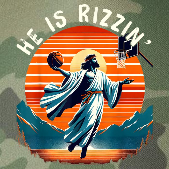 He Is Rizzin Basketball Jesus Retro Easter Christian Legacy Tie Dye Trucker Hat