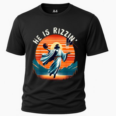 He Is Rizzin Basketball Jesus Retro Easter Christian Performance Shirt