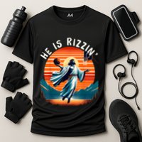 He Is Rizzin Basketball Jesus Retro Easter Christian Performance Shirt