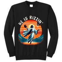 He Is Rizzin Basketball Jesus Retro Easter Christian Sweatshirt