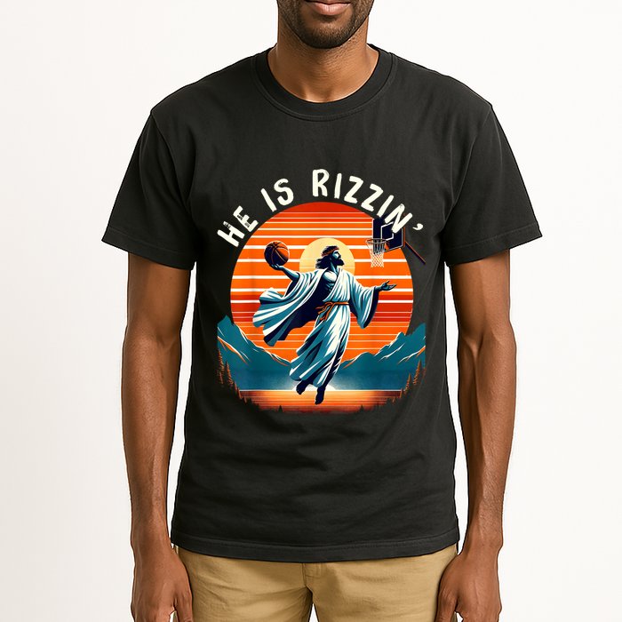 He Is Rizzin Basketball Jesus Retro Easter Christian Tall T-Shirt