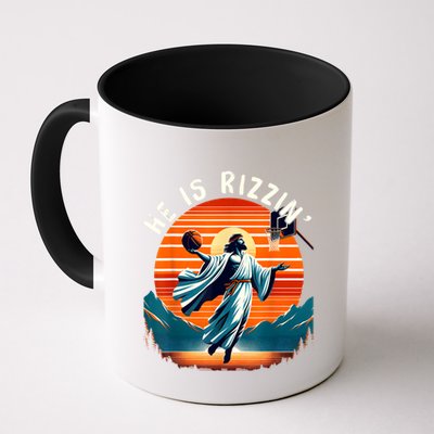 He Is Rizzin Basketball Jesus Retro Easter Christian Mug