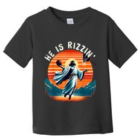 He Is Rizzin Basketball Jesus Retro Easter Christian Toddler T-Shirt
