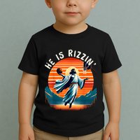 He Is Rizzin Basketball Jesus Retro Easter Christian Toddler T-Shirt