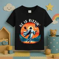 He Is Rizzin Basketball Jesus Retro Easter Christian Toddler T-Shirt