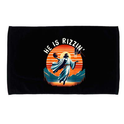 He Is Rizzin Basketball Jesus Retro Easter Christian Microfiber Hand Towel