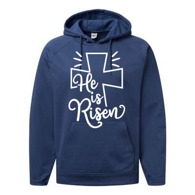 He Is Risen Jesus Cross Easter Performance Fleece Hoodie